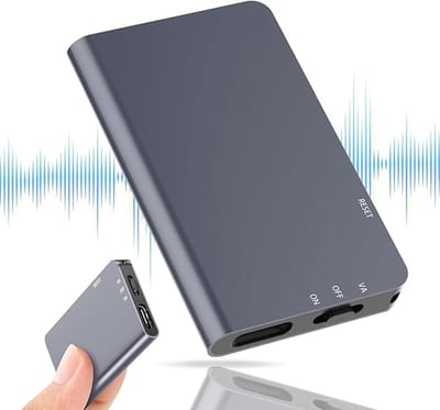 PolkaHome® 64 GB digitale magnetische voice recorder, afluisterapparatuur op afstand, audiorecorder met afspeelmogelijkheid, spy recorder, Mini afluisterapparaat, Afluisteren Opnemen oplaadbaar.