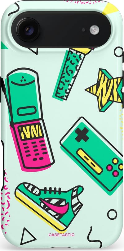 Casetastic hoesje geschikt voor Apple iPhone Air - MagSafe - Dubbellaagse bescherming - Retro 80s sneaker - Fashion Case - Wit Lichtgrijs Groen Lichtroze