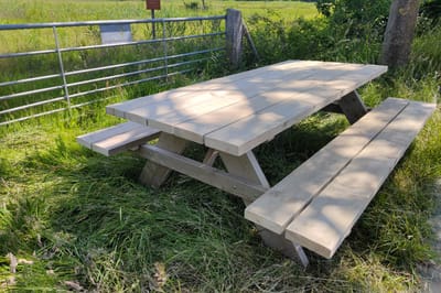 Rockwood® Picknicktafel Oud Baddinghout 1.80m (5cm dikte) extra breed blad 1.80m