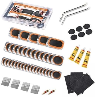 Draagbare Fietsen Reparatieset - 40 Patches met Vulkaniseervloeistof - Inclusief Bandenlichters en Opbergdoos - Voor alle Fietsen - Belle's products