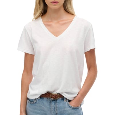 Superdry Studios Slub T-shirt met Borduursel White Grootte: 44