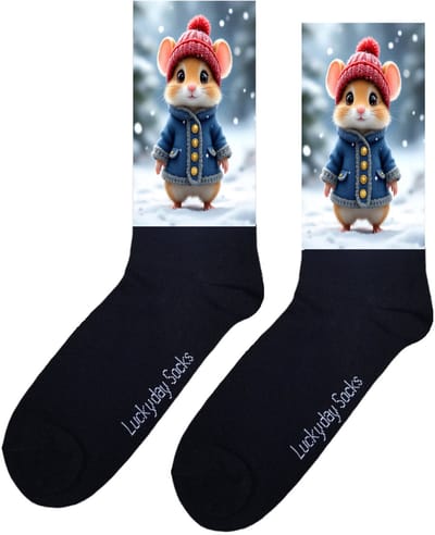 Muis - Opkikker - Grappige sokken - Valentijns cadeau - Verjaardag cadeau - Sint cadeau - Leuke sokken - Sneeuw - Natuur - Vrolijke sokken - Cadeautje - Grappige cadeau - Kerstsokken - Vaderdag - Moederdag - Socks maken Happy - 37-44