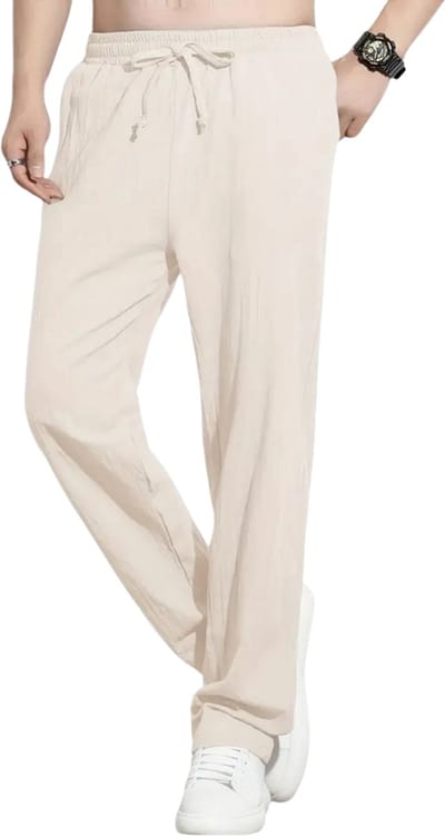 Livano Linnen Broek Heren - Zomerbroek - Volwassenen - Lange Broek - Pantalon - Strandbroek - Zomer - Ibiza Stijl - Khaki - Maat S