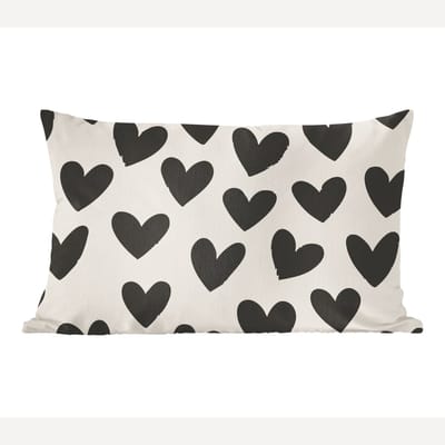 Sierkussens - Kussentjes Woonkamer - 60x40 cm - Hartjes - Zwart - Beige