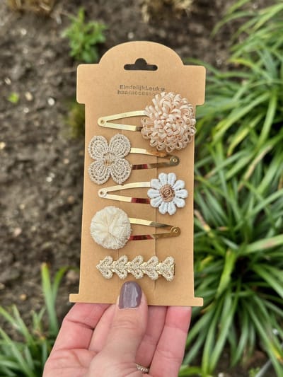 Haarspeldjes voor meisjes - Haaraccessoires meisjes - Haarspeldjes 'frutsel' creme - Haarspeldjes voor meisjes en baby's - Haarknipjes - Haarclips - handgemaakte haaraccessoires - Cadeau