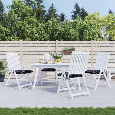 vidaXL - Stoelkussens - 4 - st - 50x50x7 - cm - stof - ruitpatroon - zwart