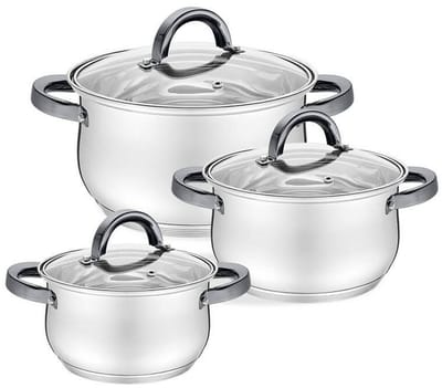 Maestro MR-3522-6M-BLACK - Pannenset - RVS - 6 Delig - Zwarte Handgrepen