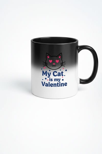 Magische Katten Mok 'My Cat is My Valentine' - Warmtegevoelig Valentijn Cadeau
