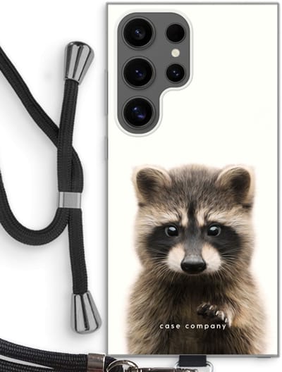 Case Company® - Hoesje met koord geschikt voor Samsung Galaxy S24 Ultra hoesje met Koord - Rocco - Telefoonhoesje met Zwart Koord - Bescherming aan alle Kanten en Over de Schermrand