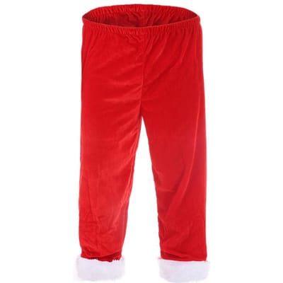 Pantalons Homme Père Noël Pantalons en Velours Rouge Personnage de Noël Déguisement Costume de Performance Sous-vêtements Thermiques Leggings Cosplay One Size red