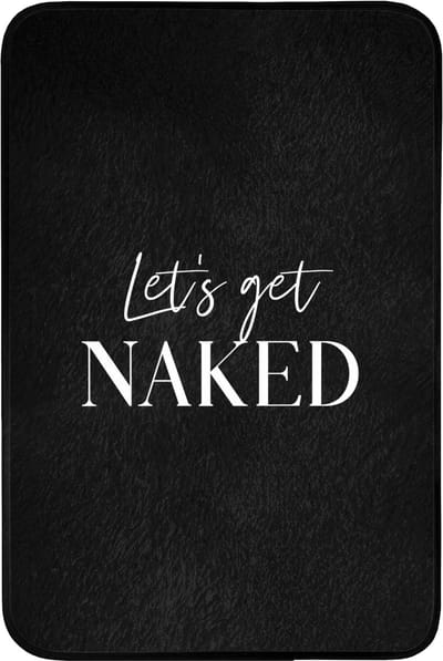 Badmat 60x90 cm - Antislip - Quotes - Let's get naked - Zwart - Spreuk - Badmatten voor badkamer - Badkamermat - Douchemat - Badkamer mat