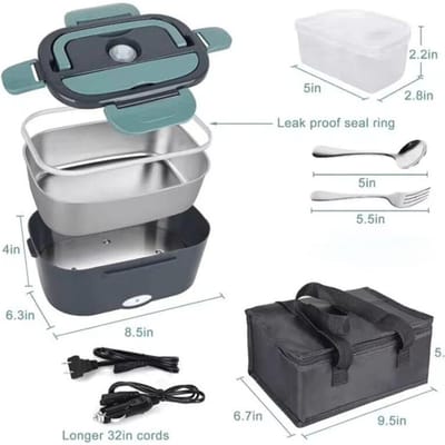 Boîte à lunch électrique Chauffage alimentaire Portable Chauffe-repas Boîte à lunch pour voiture maison Étanchéité 2 compartiments 110V 220V Pot W227WW-