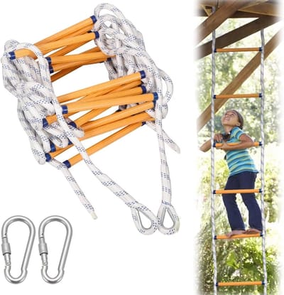 Reddingsladder Touwladder - Noodtrap Veiligheid - Veilige Ontsnapping - Snelle Implementatie - 12 Meter - Geel