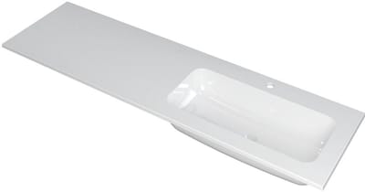 INK Faktor Wastafel Polystone Rechts met 1 Kraangat - 1600x450x15 mm - Glans Wit