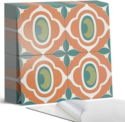 Coloray Plaktegels - Mozaïekpatroon met plantenmotief Zelfklevende Tegels - 20 cm x 20 cm - Groente Plaktegels - 20 stuks - Vierkant PVC Tegels - Plaktegels Badkamer - Plaktegels Vloer - Vinyl Tegels Zelfklevend - Wandtegel Zelfklevend