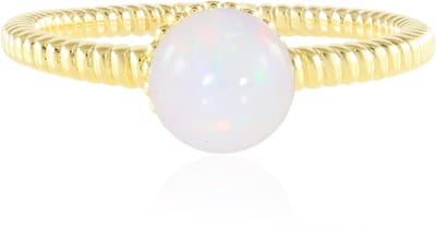 Cavill - Zilveren ring 925 Sterling met 1,259 ct ronde Welo-opaal uit Ethiopië - Vergulde band - Moderne, elegante damesring - Ethische edelsteen