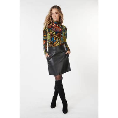 EsQualo Top Smock Untamed Party Print Maat: XS | Longsleeves Outlet | Dames | Zwart