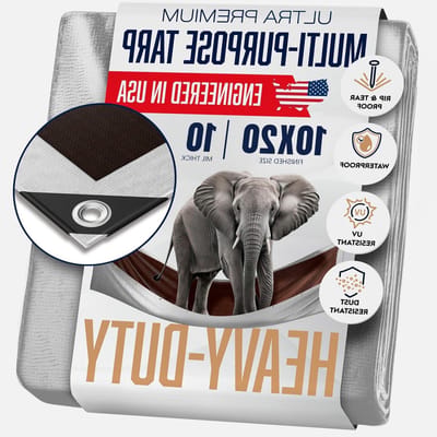 Heavy Duty Zeil - Waterdicht Dekzeil - Bescherming Buiten - Scheurvast UV-behandeld - 10x20 Voet - Omkeerbaar Zilver Bruin
