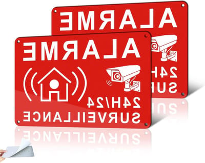 Alarmbord - Bewakingssticker - Veiligheid Verhoging - Reflecterend Aluminium - 22x15cm - Rood