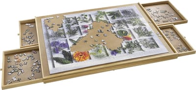 Puzzelplaat met lades - Gemakkelijk je puzzel opruimen - 90x67 cm - Hout