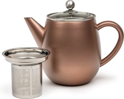 Bredemeijer - Theepot dubbelwandige Eva - 1,1 liter - Roestbruin - Met theezeef