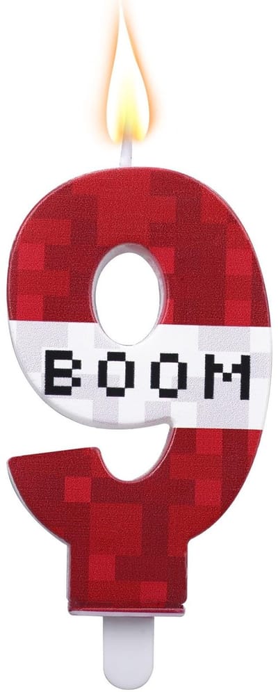 MTTProducts - Pixel Birthday Candle - Verjaardagskaarsen - Feestelijke decoratie - Rood-wit - Cake Topper - Geschikt voor kinderen en volwassenen - Num...