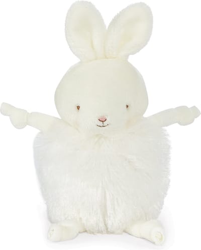 Bunnies By The Bay Roly Poly Bun Bun Knuffel - Knuffeldier - Geborduurde details - Konijn - 13 cm - Wit
