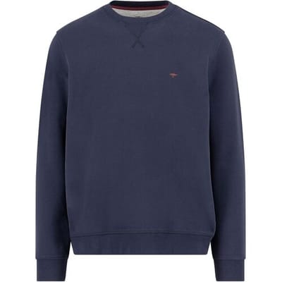 Fynch-Hatton Trui Uni Color Cotton Sweat O-Neck Navy / male