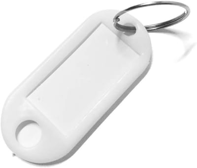 100 Stuks Sleutellabels - Plastic ID Tags met Sleutelhangers voor Sleutels, Bagage en Huisdieren - 5x2.2cm, Wit