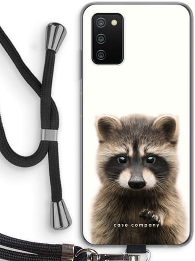 Hoesje met koord geschikt voor Samsung Galaxy A03S hoesje met Koord - Rocco - Telefoonhoesje met Zwart Koord - Bescherming aan alle Kanten en Over de Schermrand