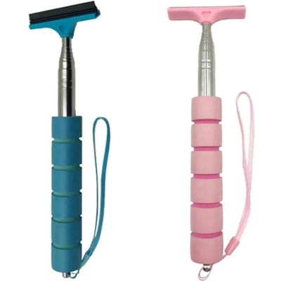 Essuie-glace de rétroviseur de voiture, raclette télescopique portable pour vitres de voiture, brosse de nettoyage pour rétroviseur de voiture, nettoyeur de brouillard de verre à long manche