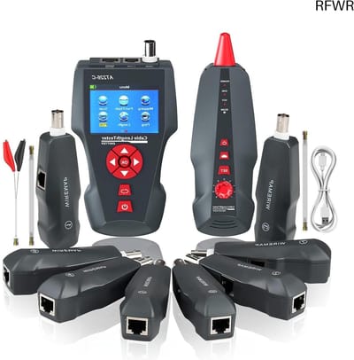 RFWR® Netwerkkabeltester met LCD-display - Multifunctionele Kabeltester voor RJ45, RJ11, BNC en PING/POE