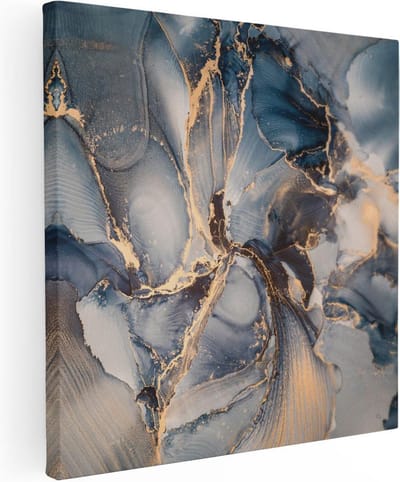 Artaza Canvas Schilderij Abstracte Luxe Kunst - Zwart met Goud - 30x30 - Klein - Foto Op Canvas - Canvas Print