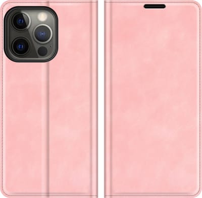 MobyDefend Hoesje - Geschikt voor iPhone 13 Pro - Luxe Wallet Bookcase (Magnetische Sluiting) - Roze
