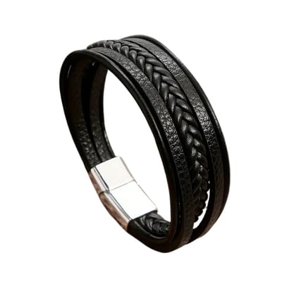 Livano Armband - Staal - Nep Zilver - Heren - Zilver/Zwart