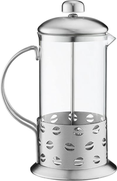 Koffiemaker Glas - Cafetière - Koffie Zetten - Roestvrij Stalen Frame - 1 Liter - Zilver