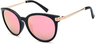 styleBREAKER zonnebril met kattenogen Cat Eye lenzen en metalen tempels, ronde lensvorm, dames 09020073