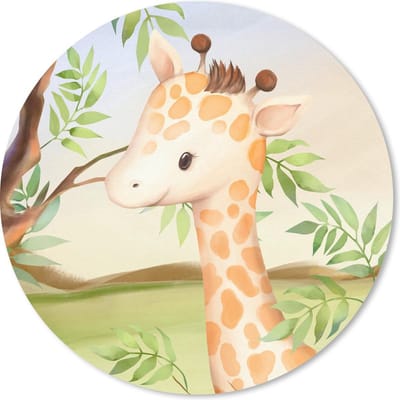 Muismat rond 20x20 cm - Mousepad Jungle - Giraf - Bladeren - Ronde muismatten