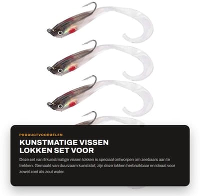 Dailygoods- Kunstaas Set 5 Stuks - Kunstmatige Nep Aas - Hoogwaardige Kunststof - Stootvast - Realistisch Ontwerp - Aantrekkelijk voor Vissen - Vissenaas
