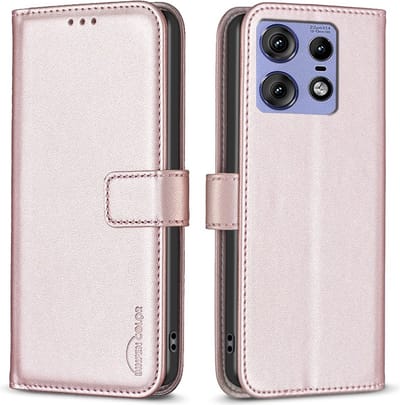 BINFEN Hoesje - Geschikt voor Motorola Edge 50 Pro Hoesje - BINFEN Color Book Case - Rose Gold