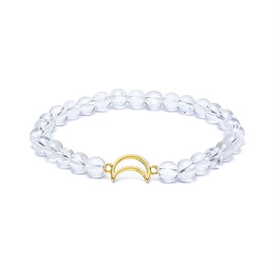 Armband berg kristal elastisch met maan bedel