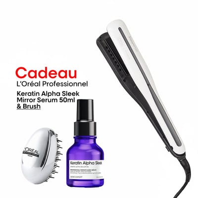 L'Oréal Professionnel Steampod 3.0 + Cadeau - Professionele 2-in-1 stoom stijltang: voor stijlen & krullen + Keratin Alpha Sleek Mirror Serum 50ml + haarborstel cadeau
