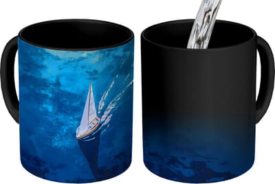 Magische Mok - Foto op Warmte Mokken - Koffiemok - Zeilboot - Water - Abstract - Schaduw - Magic Mok - Beker - 350 ML - Theemok