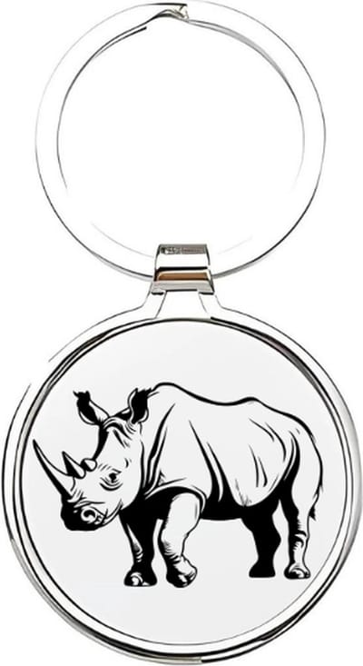 Akyol - Neushoorn Sleutelhanger - neushoorn - dierenliefhebbers - Dierentuindieren - rhino - Badak - safari - witte neushoorn - grijze neushoorn - Afrikaanse neushoorn - zoogdieren - dieren - hoefdier - 4 x 7,5 CM