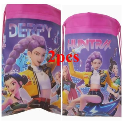 Mooie KPOP Heksenjacht Non-woven Bundelzak Zak met Trekkoord Kinderen Lichtgewicht Draagrugzak Opbergzak W144357WW-