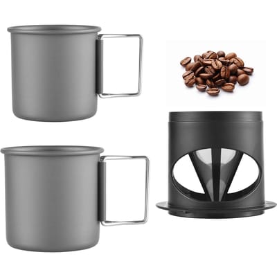 Overgiet Koffiezetapparaat Set Draagbare Aluminium Reis Koffiemok Set 450ml 250ml Metalen Bekers Set met 1 gray