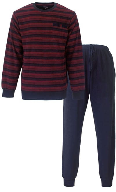 Paul Hopkins Heren Pyjama - Badstof - Lange Mouwen - Navy - Maat S