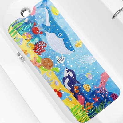 Extra Lange Antislip Badmat 100 x 40 cm met Zuignappen, Antischimmel Afvoergaten, Wasbaar voor Badkamervloer