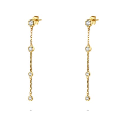 Twice As Nice Oorbellen in zilver, hangend met zirkonia Goudkleurig