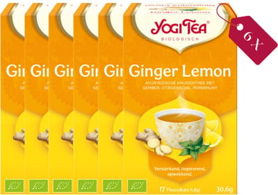 Yogi Tea Ginger Lemon - Biologische Kruidenthee met Gember en Citroen voor Verfrissing en Vitaliteit - Tray van 6 Stuks